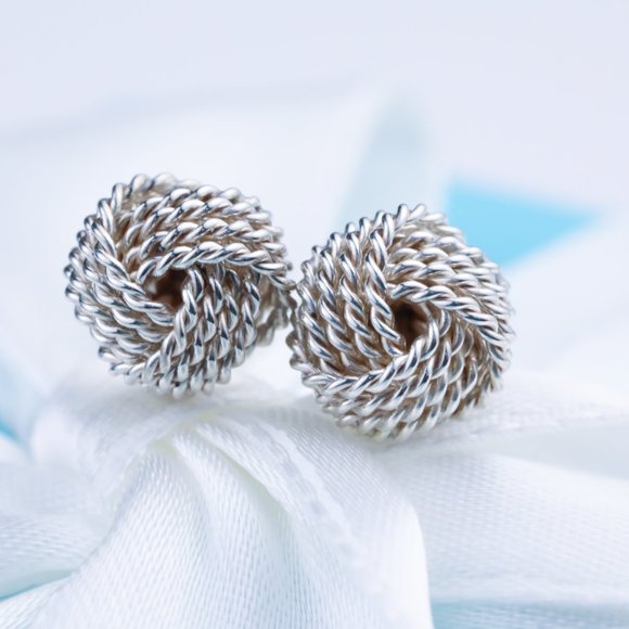 Tiffany & Co. Jewelry - Tiffany & Co. Stud Earrings Vintage Twist Wire Knot Mesh in Sterling Silver